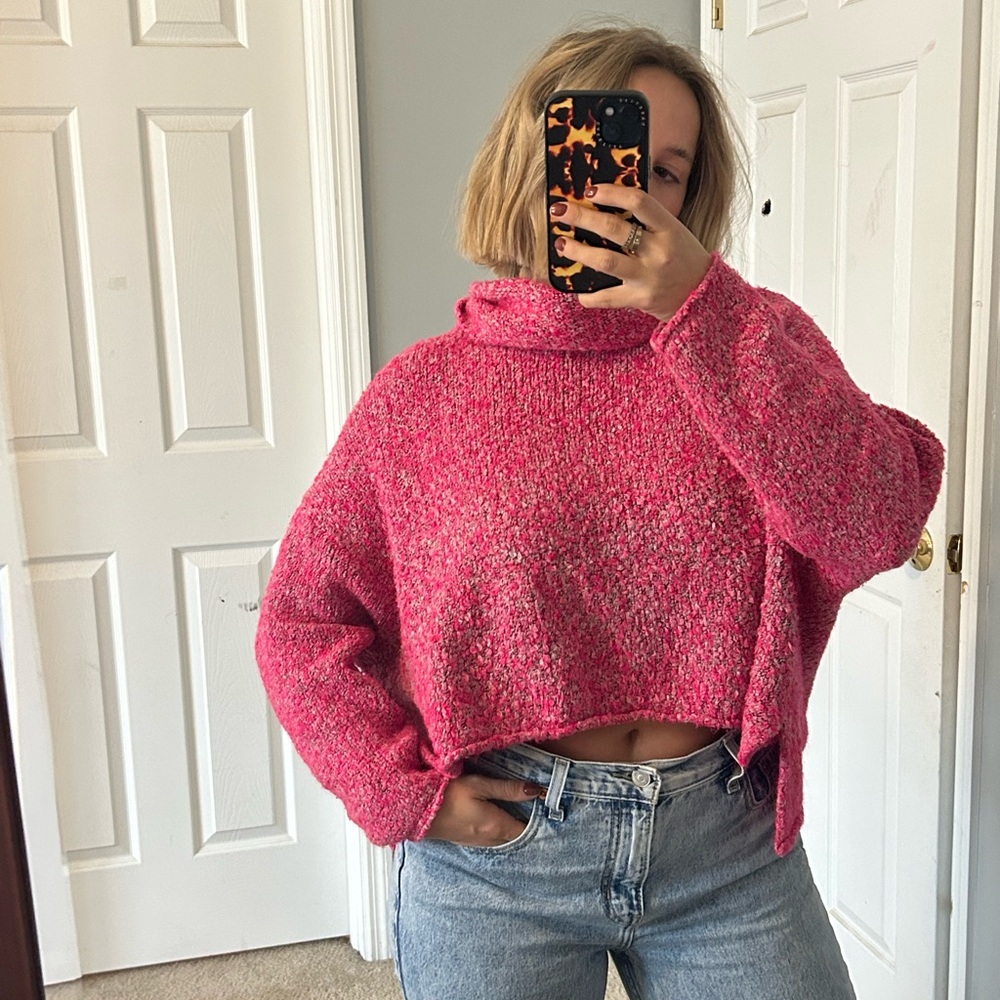 Pink Cowl Neck Sweater